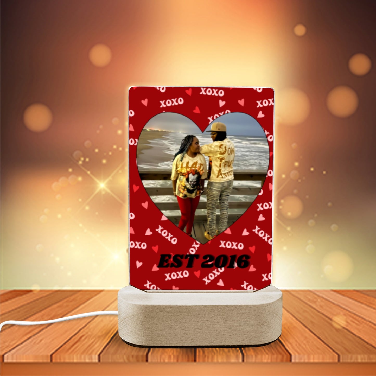 Personalized Valentine’s Day Photo Glow Light | Custom Couple or Self-Love LED Lamp