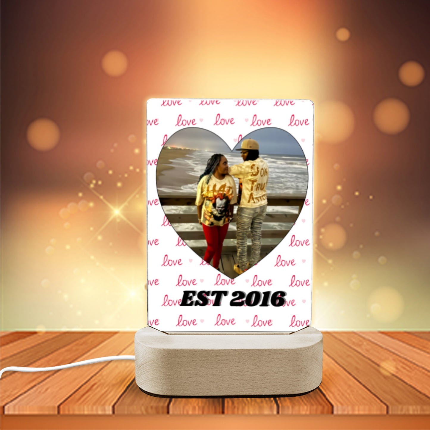 Personalized Valentine’s Day Photo Glow Light | Custom Couple or Self-Love LED Lamp