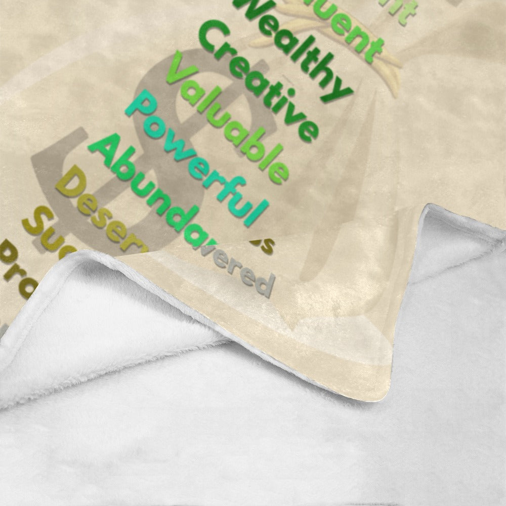 “I AM” Wealth & Abundance Affirmation Blanket - Speak Prosperity 60x 80 Ultra Soft Fleece Throw