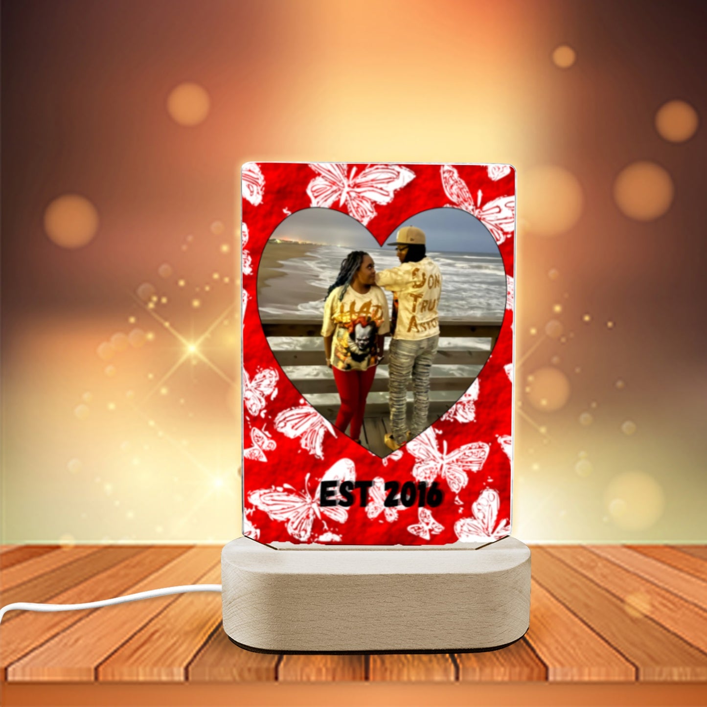 Personalized Valentine’s Day Photo Glow Light | Custom Couple or Self-Love LED Lamp