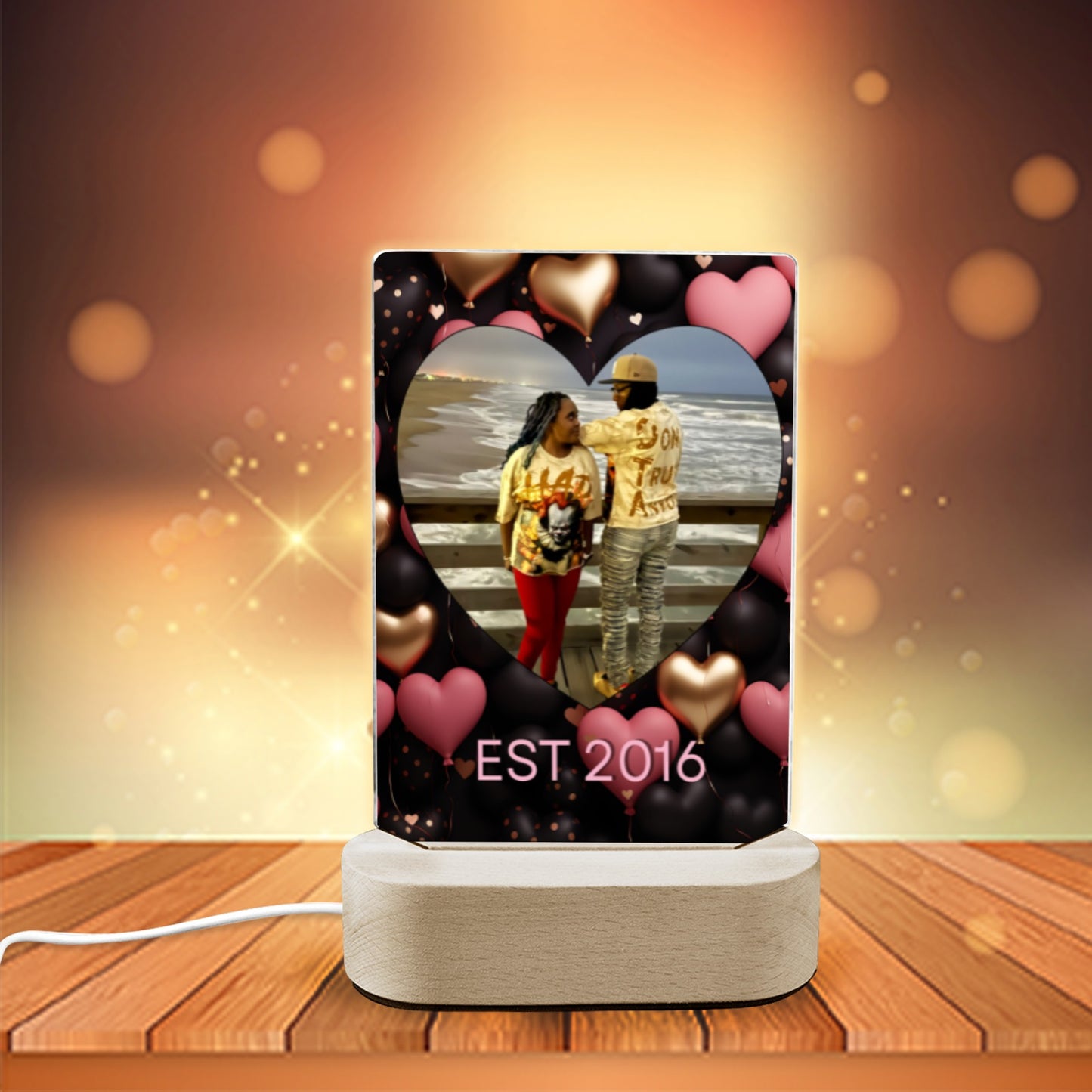 Personalized Valentine’s Day Photo Glow Light | Custom Couple or Self-Love LED Lamp