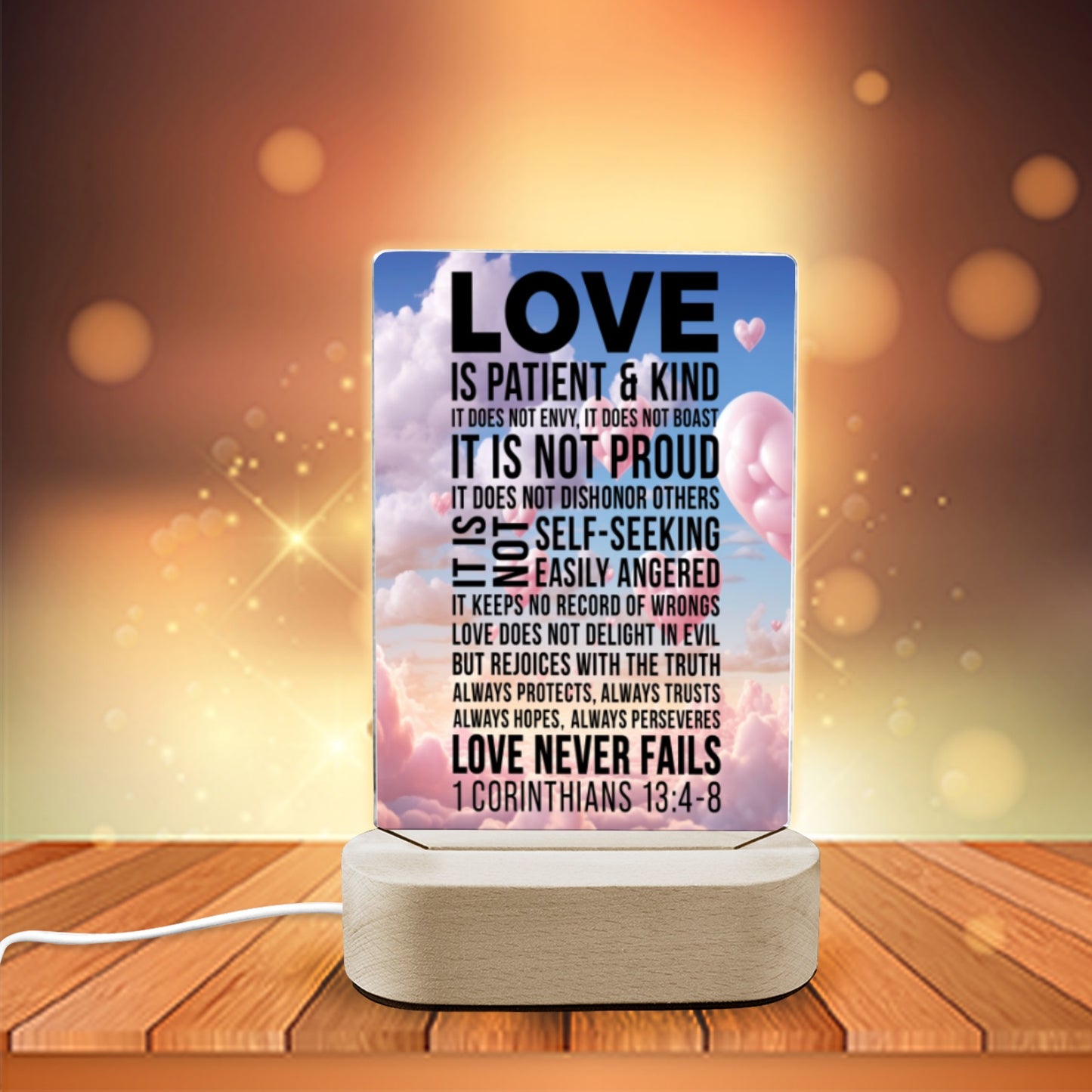 Love Never Fails Glow Light | Soft Faith-Inspired Night Light