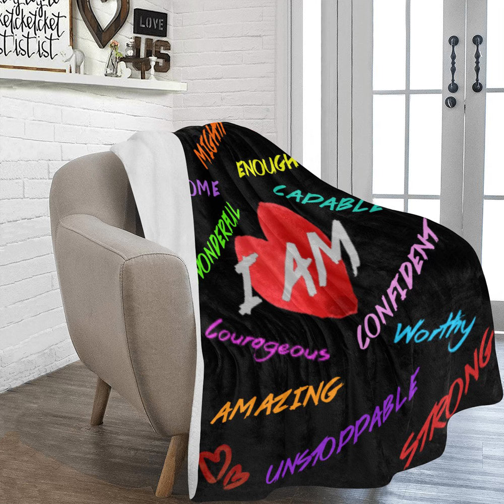 “I AM” Affirmation Blanket - Speak Life, Stay Warm 60x 80 Ultra Soft Fleece Throw