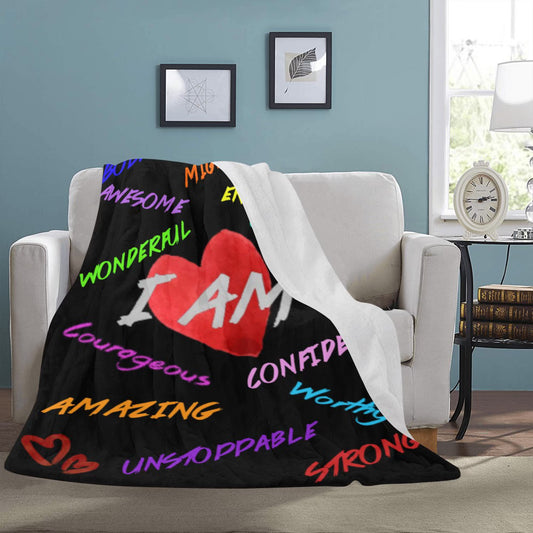 “I AM” Affirmation Blanket - Speak Life, Stay Warm 60x 80 Ultra Soft Fleece Throw