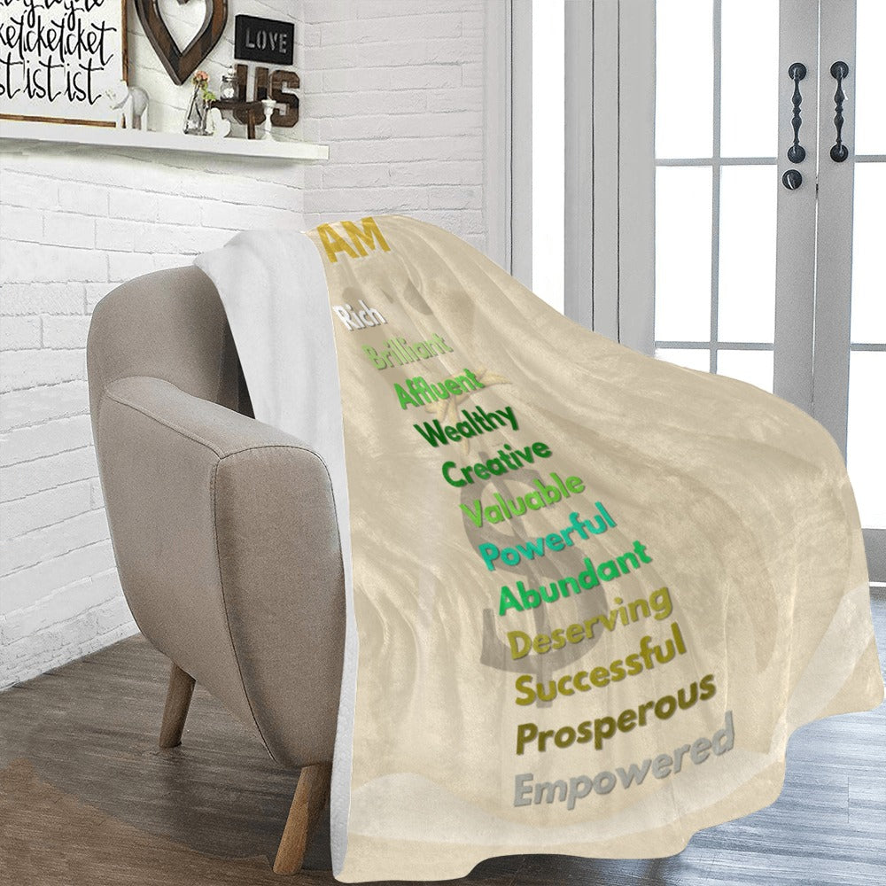 “I AM” Wealth & Abundance Affirmation Blanket - Speak Prosperity 60x 80 Ultra Soft Fleece Throw