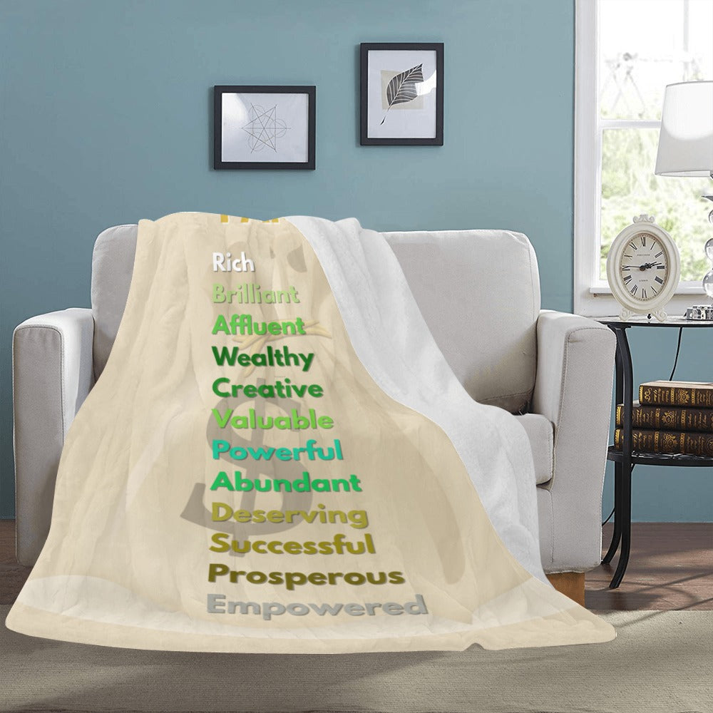 “I AM” Wealth & Abundance Affirmation Blanket - Speak Prosperity 60x 80 Ultra Soft Fleece Throw