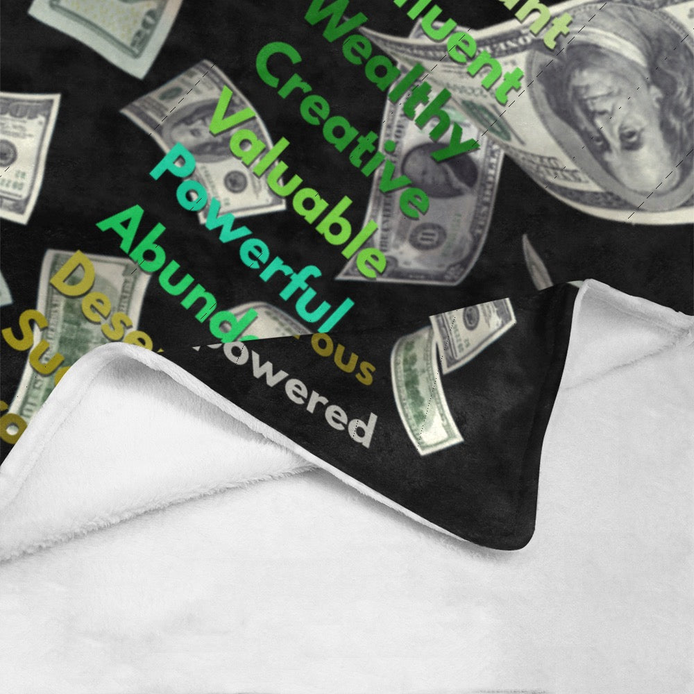 “I AM” Wealth & Abundance Affirmation Blanket - Speak Prosperity 60x 80 Ultra Soft Fleece Throw